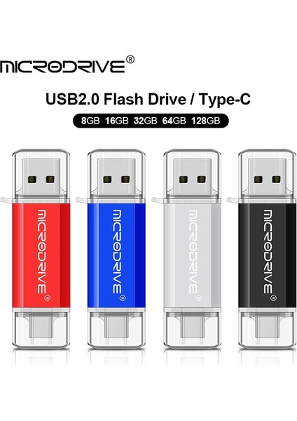 Mavi 128GB Pendrive Tip C Otg USB Flash Sürücü 128GB 64GB 32GB USB Memory Stick 2.0 Pendrive Tip-C Cihaz Için Yüksek Hızlı (Yurt Dışından)