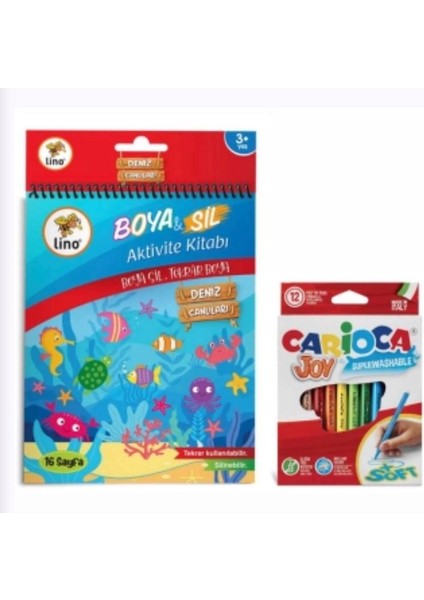 Boya Sil Aktivite Boyama Kitabı Denizaltı (Silinebilir) & Carioca 12Lİ Boyama Kalemi