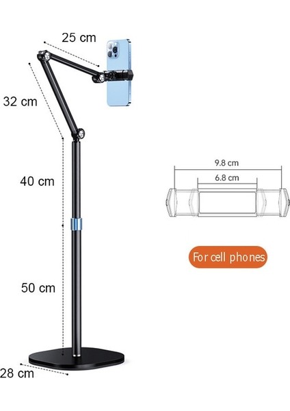 Tip A Evrensel Ipad Standı Zemin Tablet Braketi Ayarlanabilir Esnek Rotasyon Telefon Tutucu Alüminyum Tcantilever Stand Desteği 12.9 Inç (Yurt Dışından)