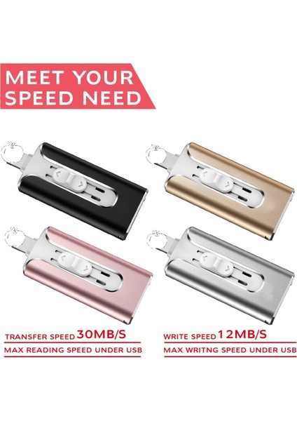 Altın 128GB Metal USB Flash Sürücü 128GB Otg Kalem Sürücü 32GB 64GB USB 3.0 Flash Disk iPhone 11 Pro/xr/xs Max USB Bellek Çubuğu 256GB (Yurt Dışından)