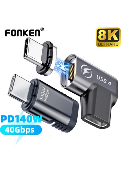 3 Adet Ipuçları Fonken 24PINS USB 4 Manyetik Adaptör Tip C 140W Macbook Pro Air Için Samsung 40G 20G 8K@60Hz USB C Hızlı Şarj Mıknatıs Dönüştürücü (Yurt Dışından)