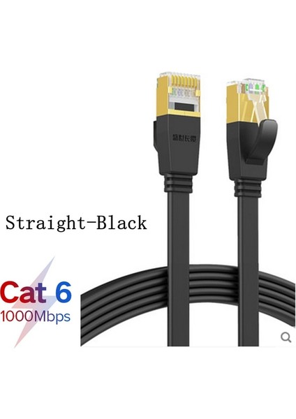 Düz Siyah 5 M 90 Derece Cat6 Düz Ethernet Kablosu 1000 Mbps 250 Mhz Cat6 RJ45 Ağ Ethernet Yama Kablosu Lan Kablosu Bilgisayar Yönlendirici Dizüstü Bilgisayar (Yurt Dışından)