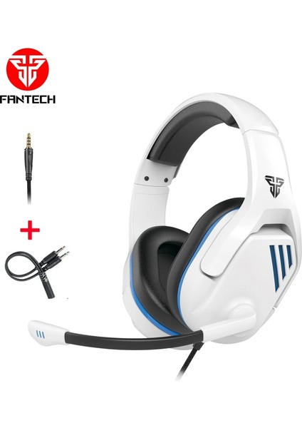Beyaz Fantech MH86 Oyun Kulaklığı Stereo Kulak Üstü 3.5mm Fiş Kablolu Kulaklık Dizüstü Bilgisayar Ps4 Ps5 Xbox One Gamer Için Mikrofon ile (Yurt Dışından) modelleri