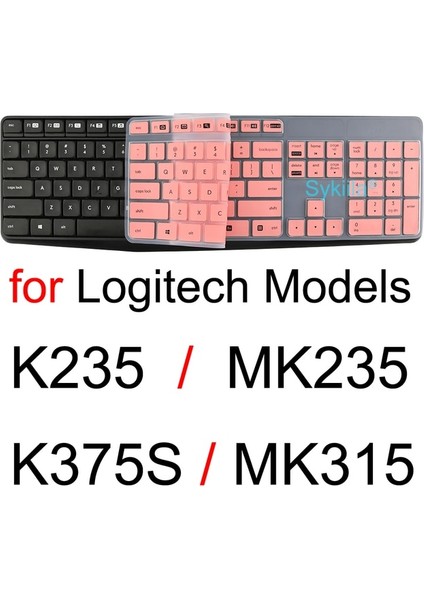 Pembe Klavye Kapağı Logitech MK235 K235 MK315 K375S 2019 2020 Kablosuz Siyah Şeffaf Şeffaf Silikon Tpu Kılıf Koruyucu (Yurt Dışından)