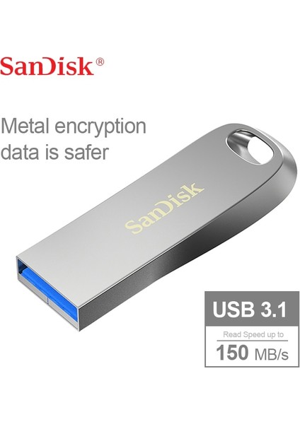 256GB Sandisk 100% Orijinal Orijinal Metal Şifreleme Flash Sürücü USB 3.1 32GB 64GB 128GB 256GB 512GB 150 Mb/s Yüksek Kaliteli USB Sopa (Yurt Dışından)