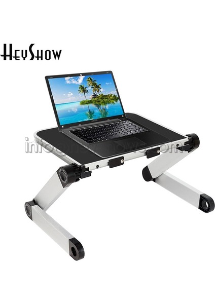 Siyah M Dizüstü Bilgisayar Standı Ayarlanabilir Katlanabilir Alüminyum Ergonomik Tur Masası Tv Yatak Kanepe Tepsisi Pc Dizüstü Masa Masası Tutucu ile Mouse Pad (Yurt Dışından)
