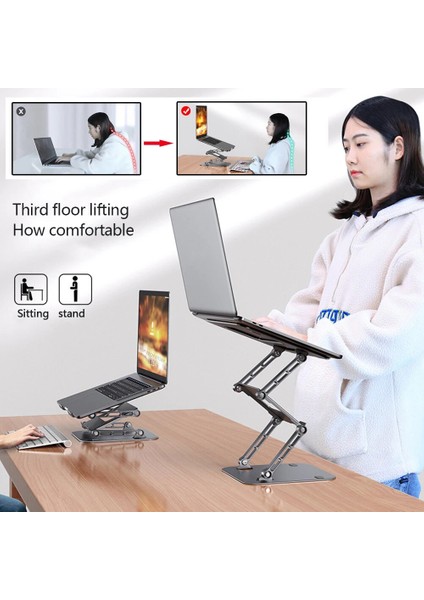 3 Katmanlı Masaüstü Tutucu 360 Ayarlanabilir Katlanabilir Tablet Telefon Braketi Tutucu Alüminyum Alaşımlı Kaymaz 11-17 Inç Dizüstü Bilgisayar Için (Yurt Dışından)