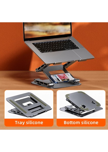 3 Katmanlı Masaüstü Tutucu 360 Ayarlanabilir Katlanabilir Tablet Telefon Braketi Tutucu Alüminyum Alaşımlı Kaymaz 11-17 Inç Dizüstü Bilgisayar Için (Yurt Dışından)