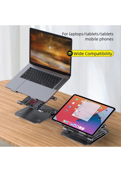 3 Katmanlı Masaüstü Tutucu 360 Ayarlanabilir Katlanabilir Tablet Telefon Braketi Tutucu Alüminyum Alaşımlı Kaymaz 11-17 Inç Dizüstü Bilgisayar Için (Yurt Dışından)