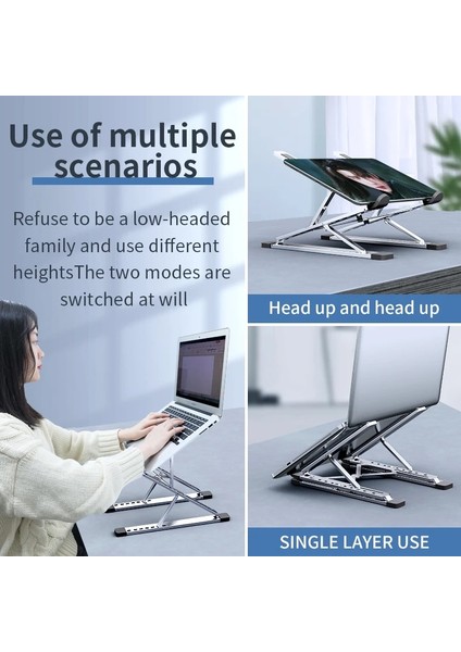 N3 Koyu Gri Ayarlanabilir Laptop Standı Alüminyum Macbook Bilgisayar Pc iPad Tablet Masa Desteği Dizüstü Standı Soğutma Pedi Dizüstü Bilgisayar Tutucu Tabanı (Yurt Dışından) fırsatları