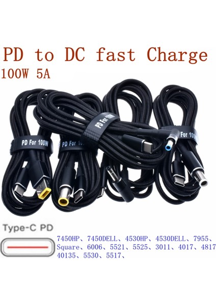 7.9-5.5mm 100W 5A Pd'den Dc'ye 5.5*2.1 5.5*2.5 7.4*5.0 4.5*3.0 Tuzak Tetikleyici Adaptör Kablosu Type-C Pd Tuzak Hattı Şarj Dizüstü Bilgisayar Şarj Cihazı (Yurt Dışından)