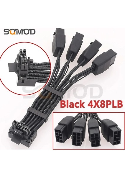 Siyah 4X8PLB Yenı Gpu RTX4090 RTX4080 Serisi 16AWG 4X8PIN 3X8PIN Pcı-E - 16PIN (12+4) Pcı-E 5.0 12VHPWR Konektörü 90 Derece Dirsek (Yurt Dışından)