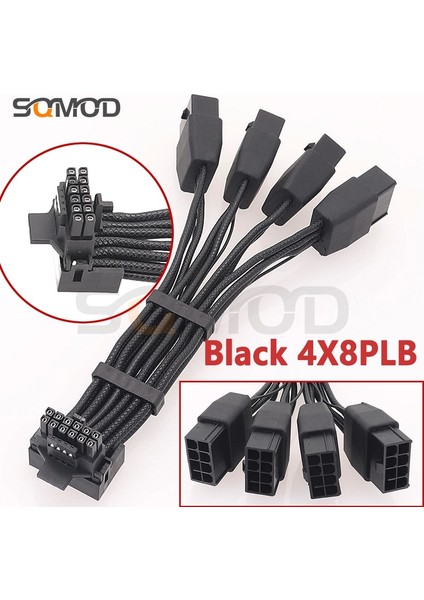 Siyah 4X8PLB Yenı Gpu RTX4090 RTX4080 Serisi 16AWG 4X8PIN 3X8PIN Pcı-E - 16PIN (12+4) Pcı-E 5.0 12VHPWR Konektörü 90 Derece Dirsek (Yurt Dışından)