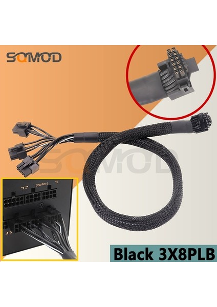 Siyah 3X8PLB 40CM Pcı-E 8 Pinli Pcıe 5.0 12VHPWR 4090 16 Pinli 12+4 Pinli Gpu Mevsimsel Prime ve Focus Serisi Psu Için Modüler Güç Kablosu (Yurt Dışından)