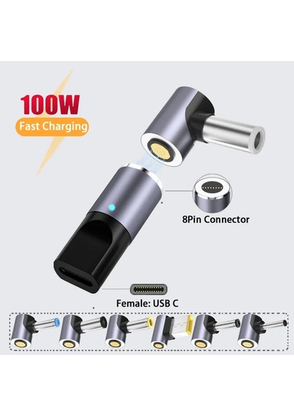 4.0-1.35MM USB Tip C Manyetik Fiş Konnektörü Hızlı Şarj Dizüstü Güç Kaynağı Adaptörü Dönüştürücü Asus Hp Dell Lenovo Samsung 65W 100W (Yurt Dışından) fiyatları
