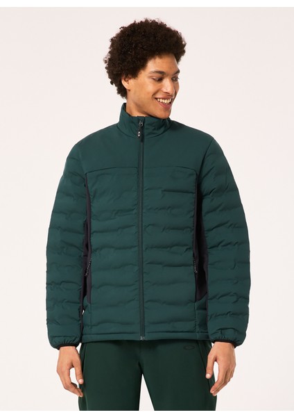 Yeşil - Siyah Erkek Dik Yaka Kapitone Zip Ceket FOA403441 Ellıpse Rc Quılted Jacket