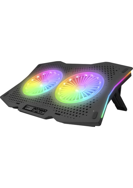 Tornado Full Rgb Işıklı 2 Fanlı 6 Kademeli 10-18 Inch Uyumlu Notebook Soğutucu Stand Laptop Soğutucu