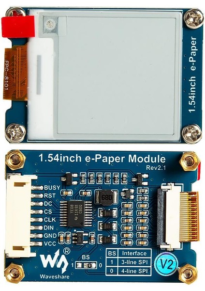 1.54 inç Siyah-Beyaz Çift Renkli E-Paper