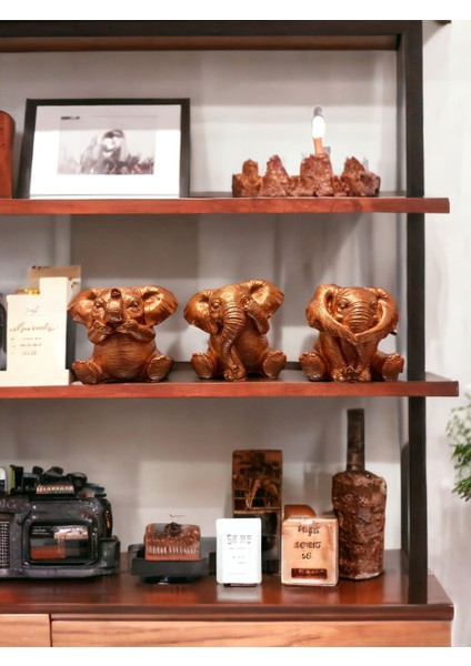 3lü Görmedim Duymadım Bilmiyorum Fil Biblo & 8 cm Taş Tozu Hediyelik Dekoratif Obje ve Biblo fiyatları