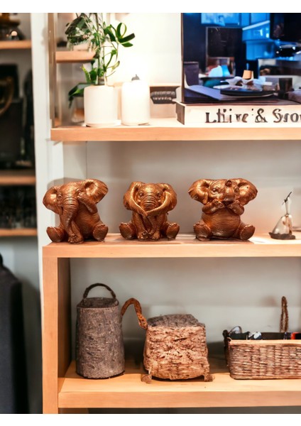 3lü Görmedim Duymadım Bilmiyorum Fil Biblo & 8 cm Taş Tozu Hediyelik Dekoratif Obje ve Biblo modelleri