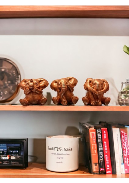 3lü Görmedim Duymadım Bilmiyorum Fil Biblo & 8 cm Taş Tozu Hediyelik Dekoratif Obje ve Biblo fırsatları