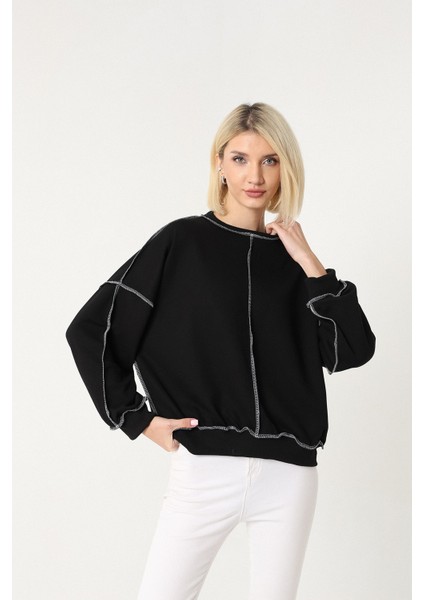 Kadın Siyah Oversize Sweatshirt