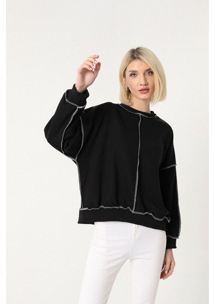 Kadın Siyah Oversize Sweatshirt