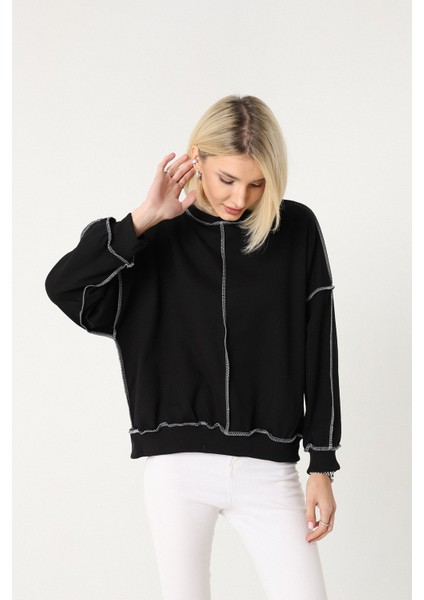 Kadın Siyah Oversize Sweatshirt