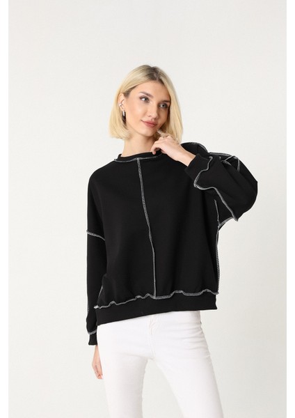 Kadın Siyah Oversize Sweatshirt