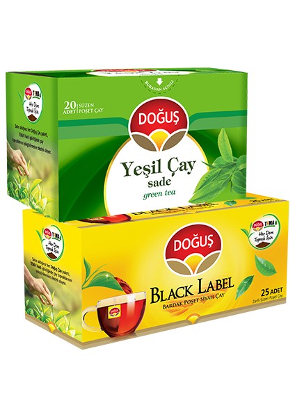 Black Label Bardak Siyah ve Yeşil Çay Sade Süzen Poşet Çayları