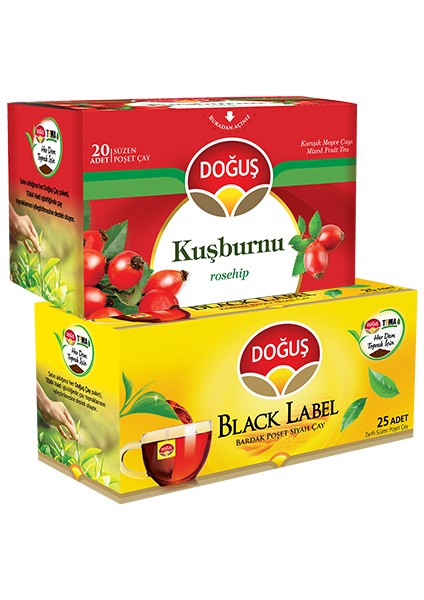 Black Label Bardak Siyah ve Kuşburnu Süzen Poşet Çayları