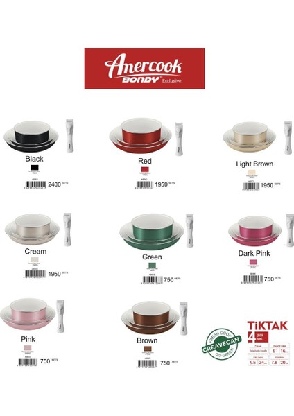 Amercook Bondy 4 Parça Pişirme Seti fırsatları