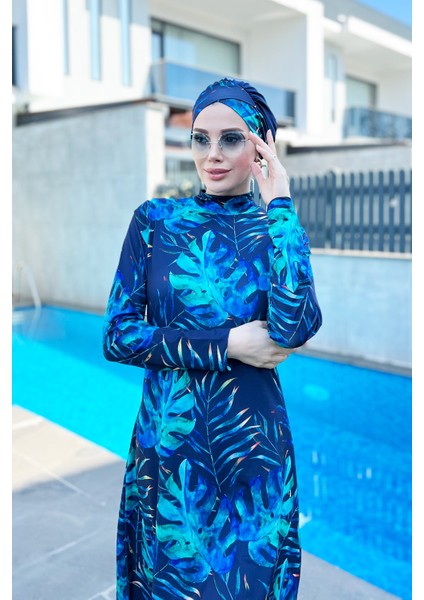 Likralı Tam Kapalı Tesettür Mayo R056 Tropikal fiyatları