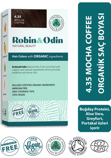 Organik Amonyaksız Kalıcı Saç Boyası 4.35 Mocha Coffee / Mokha Kahve