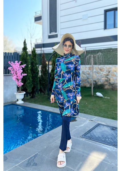 Liralı Tam Kapalı Tesettür Mayo Zincir Orkide R058 Zişan modelleri