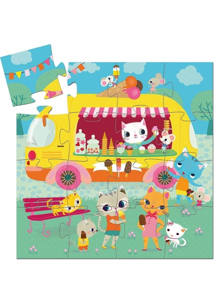 Dekoratif Puzzle 16 Parça - Ice Cream Truck