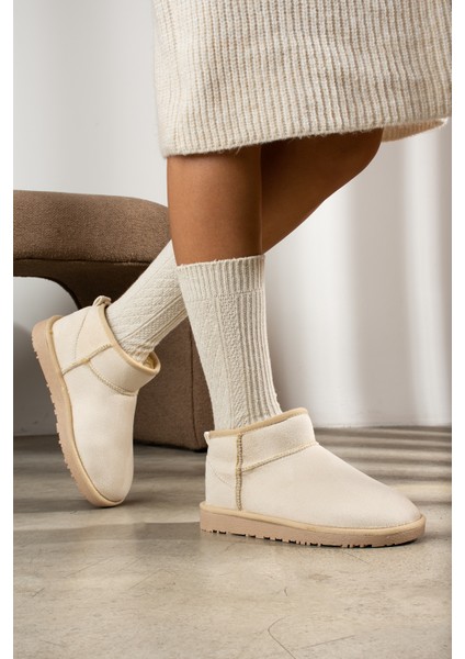 Mini Vizon Süet İçi Tüylü Ince Taban Kadın Yarım Bot FT409 fiyatları