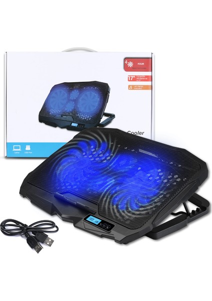 S18 Yükseklik Ayarlı 4 LED Fanlı Ayarlanabilir Laptop Soğutucu Notebook Bilgisayar Standı