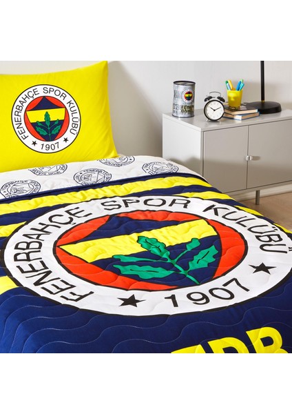 Lisanslı Fenerbahçe Stripe Tek Kişilik Yatak Örtüsü Seti