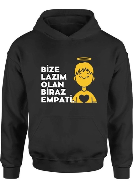 Kerlins Oversize Kapüşonlu Unisex Melek Baskılı Yazılı Sweatshirt Hoodie