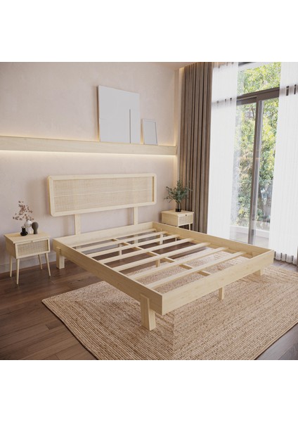 Hazeran Lilyum Model Çam Renk Vernikli Ahşap Karyola