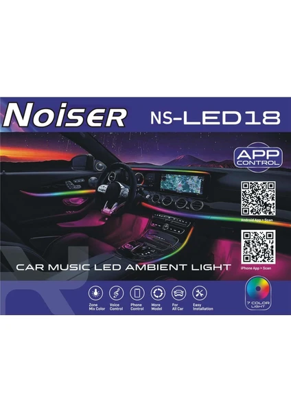 X-LED18 App Kontrollü Rgb Araç Içi Ambians LED