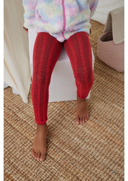 Zincir Desenli Çocuk Tayt Bordo