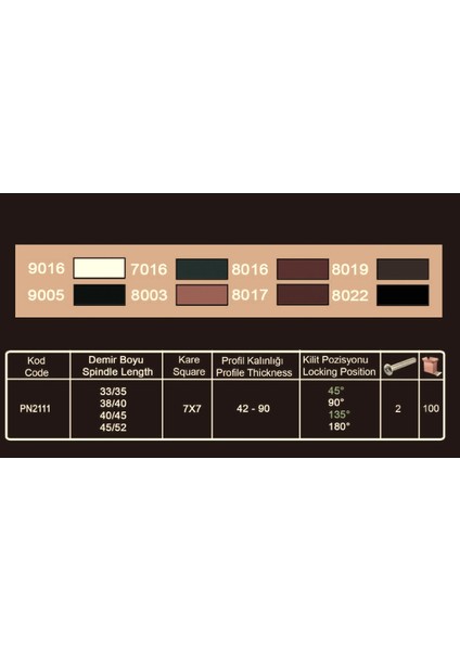 5 Adet Pencere Kolu Alüminyum Yerli Üretim Sağlam (Kaya-Pen Marka Star Model) (Koyukahve 8022(SİYAH)) modelleri
