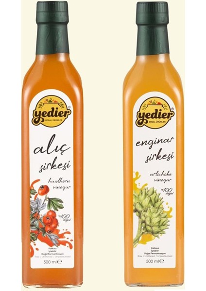 Enginar Sirkesi+Alıç Sirkesi Doğal Fermente 500 ml+500 ml