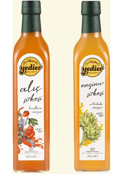 Enginar Sirkesi+Alıç Sirkesi  Doğal Fermente 500 ml+500 ml