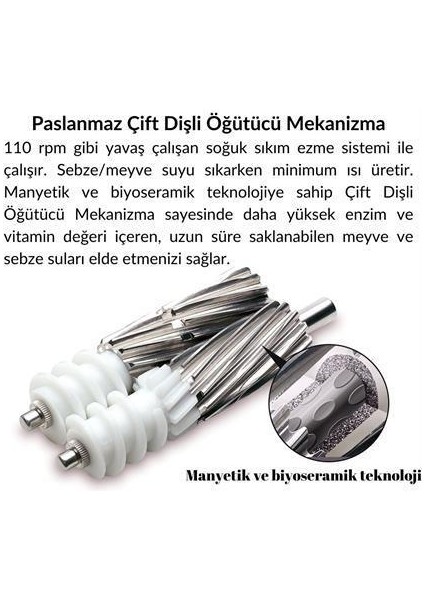 - Greenstar Elite Soğuk Sıkım Meyve Ve Sebze Sıkacağı - GSE-5010-F-Siyah