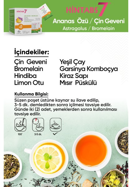 Astragalus Bromelain Karışık Bitki Çayı Ananas Özü Çin Geveni 2'li Set