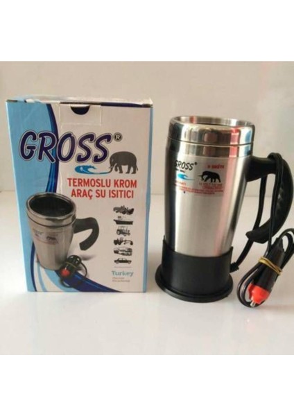 24-Volt Çelik Araç Içi Oto Su Isıtıcı Kettle Çakmaklık Girişli 500ML