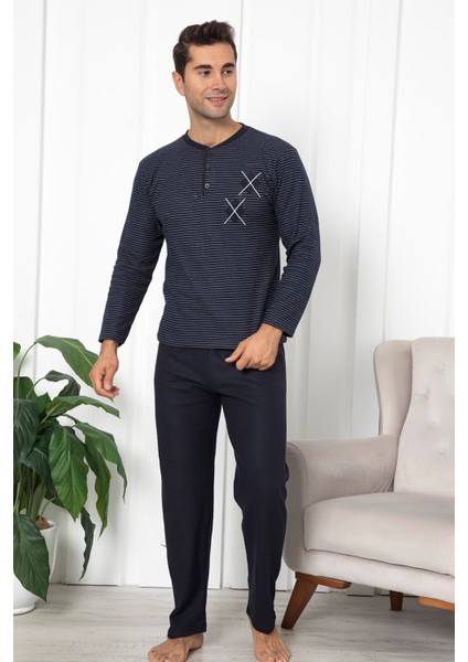 Falkom 7055 Pamuklu İnterlok Kışlık Erkek Çizgili Pijama Takımı fiyatları